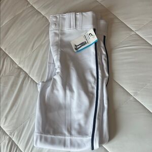 White Boy Baseball Pants with navy piping Stripe